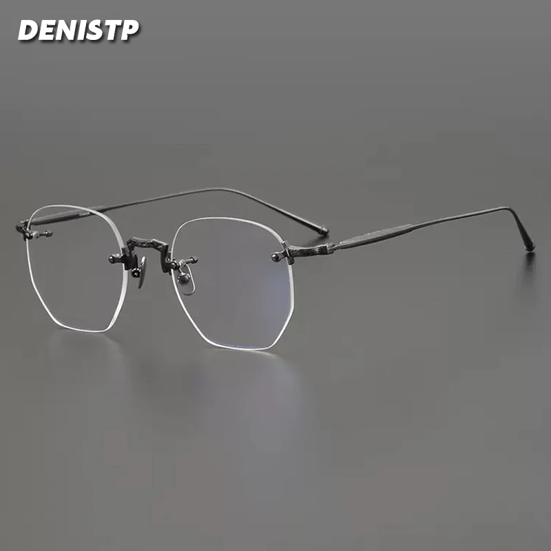 Vintage Titanium Glasses Frame Men Rimless Prescription Myopia Optical Eyeglasses Frame Women Luxury Frameless Spectacle Eyewear