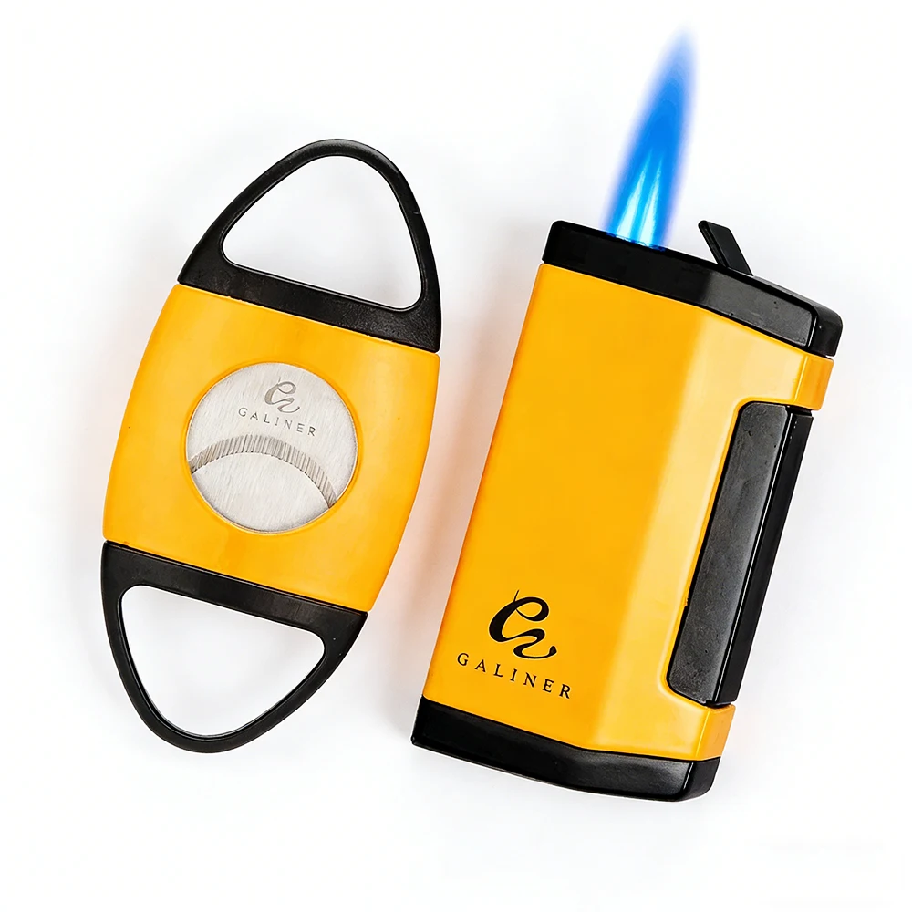

GALINER Professional Cigar Cutter Lighter Set With Punch Drill Cigar Luxury Tobacco Clipper Knife Cigar Lighters Torch