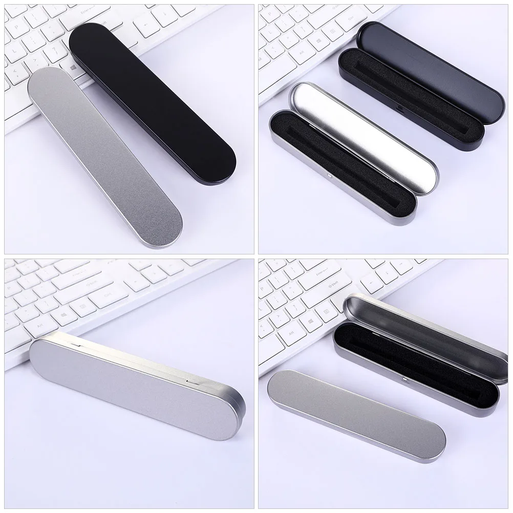 

6pcs Tinplate Pencil Cases with Sponge Lining for Pens Hinged Lid Metal Stationery Boxes Durable School Supplies