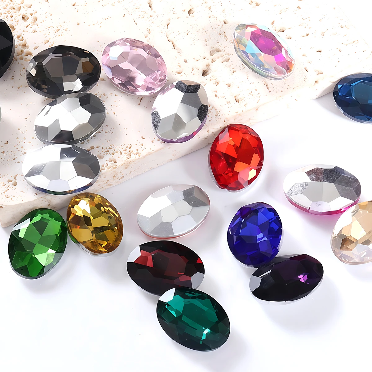 Glitzernde ovale Kristall-Strasssteine aus Glas, nicht heißfixierbar, zum Aufkleben für Schmuck, Bastelarbeiten, Kleidung, Taschen, Schuhe, 3D-Nagelkunst-Dekoration – Detail 8