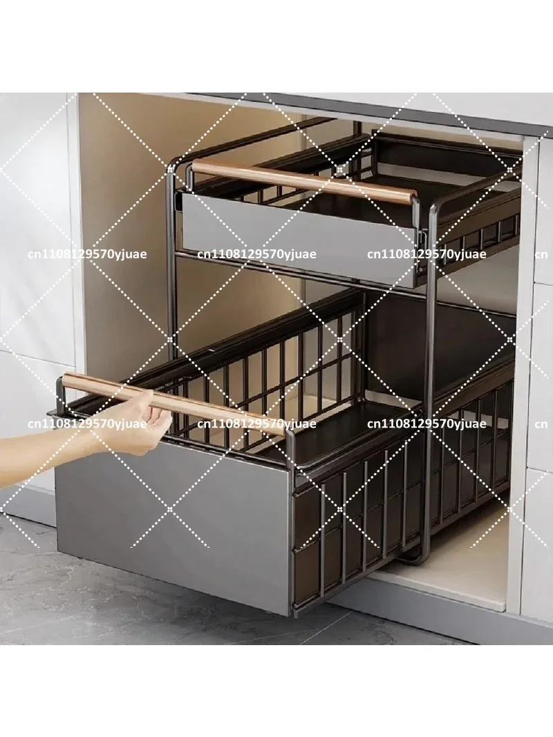 Under Sink Organizer Pull Out Tiered Shelf for Kitchen Cabinet Adjustable Storage Rack with Drawers Spice Dish Holder