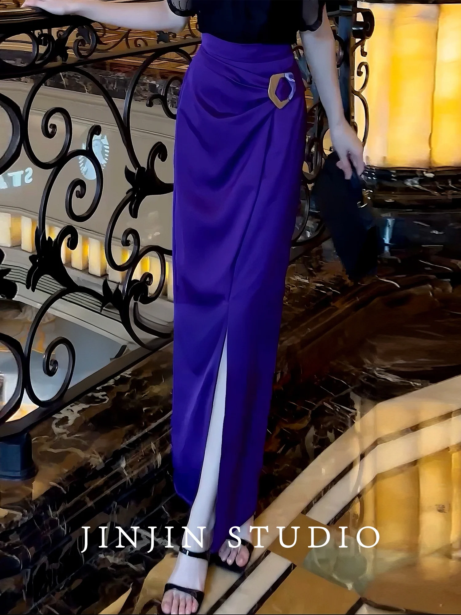 

Modern Faion Original Side Slit Design f-length Skirt Ele Slimming Versatile Busin Casual Date Par Ci Commute