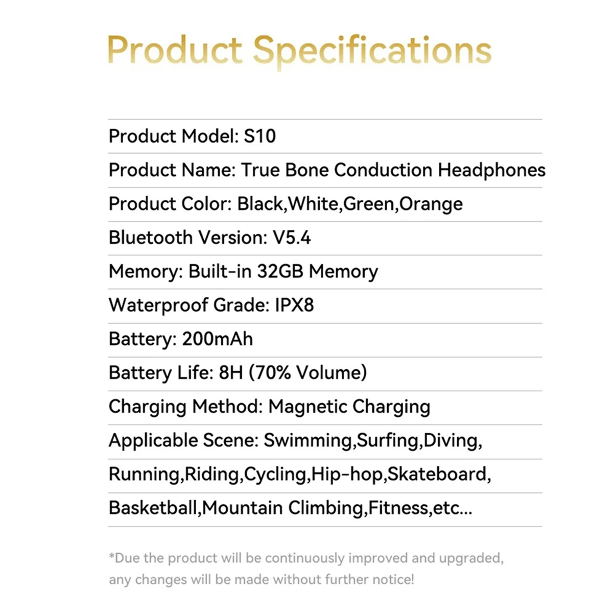 A10I S10 Bluetooth 5.4 Knochenleitung Drahtlose Kopfhörer 30 Meter Tiefe IPX8 Wasserdichte Schwimm-Headsets 32 GB MP3-Player