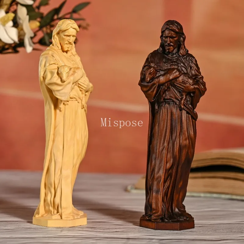 

Vintage Wood Carving Creative Jesus Statue Home Living Decoration Gift