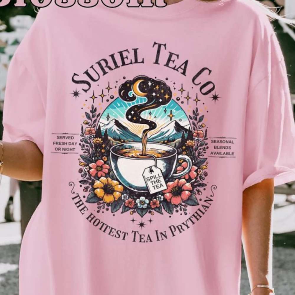 ACOTAR Suriel Tea Print Unisex Comfort Book Shirt A Court Of Thorns and Roses Tee 100% Cotton Short Sleeve Shirt Y2K Streetwear