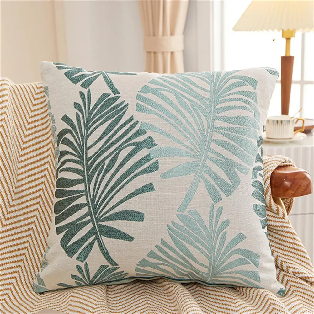 【 Ready Stock 】Colorful Cushion  Cover Jacquard Leaf Pattern Living Room Bedroom Decorative Cotton Linen Pillowcase