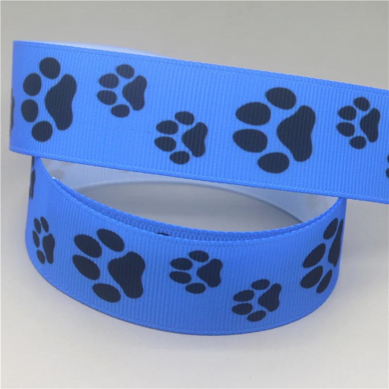 DUWES 50yards Dog Paw Printed Grosgrain Ribbon Accessory Hairbow Headwear Decoration DIY Wholesale OEM D1551