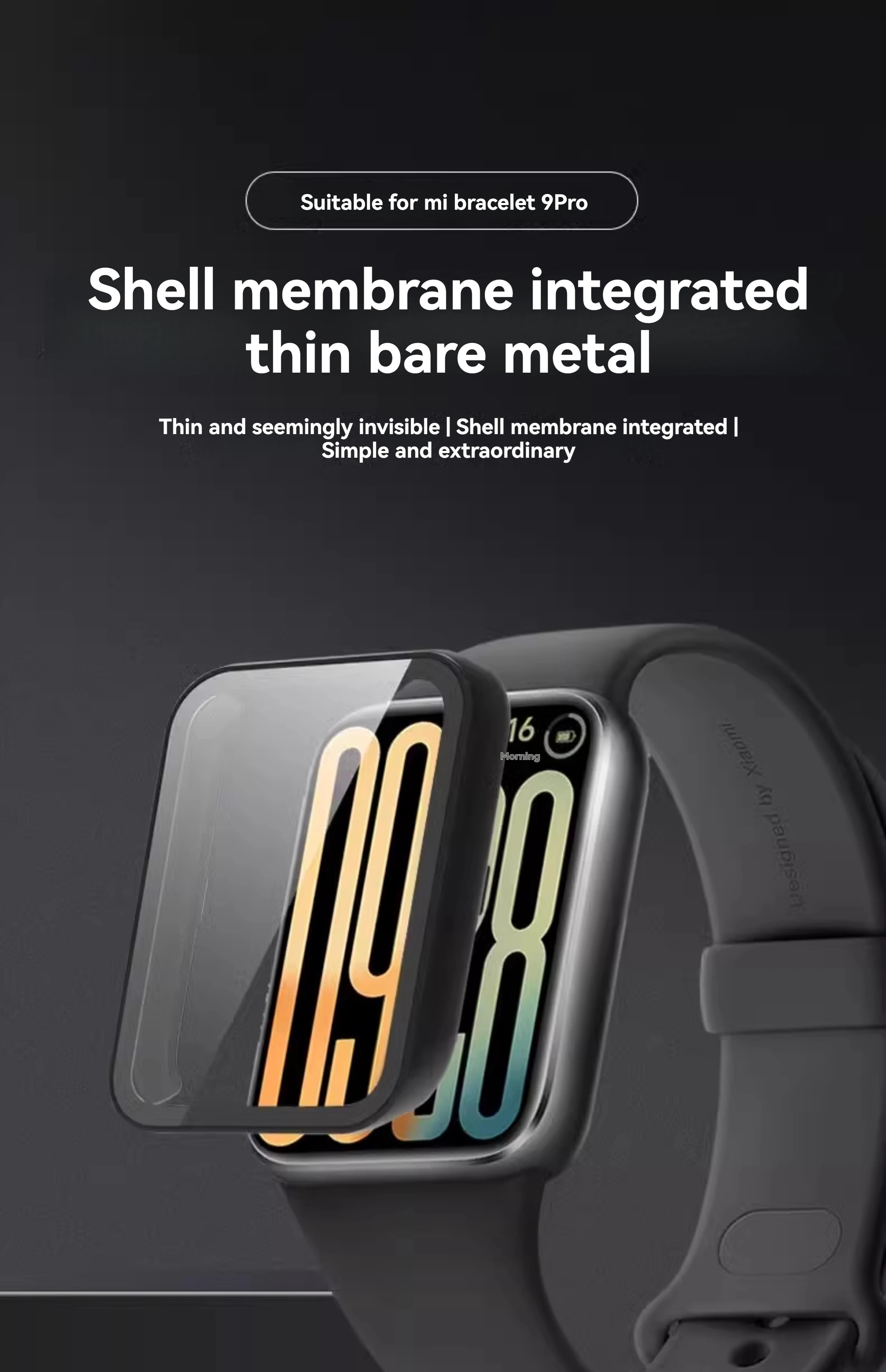 Suitable for Xiaomi Mi Band 9Pro Tempered Film Dust-Proof, Anti-Fouling and Anti-Fall Protective Case Integrated Anti-Scratch