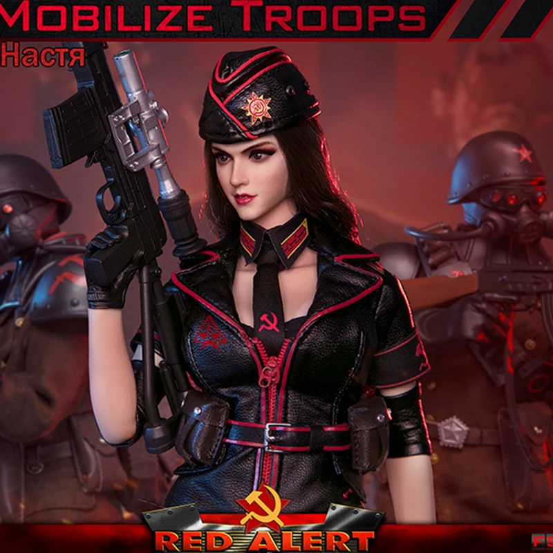 IN STOCK FLAGSET FS-73048 1/6 Red Alert Soviet Sniper Action Figure 12'' Female Soldier Action Figurine Full Set Model Toy