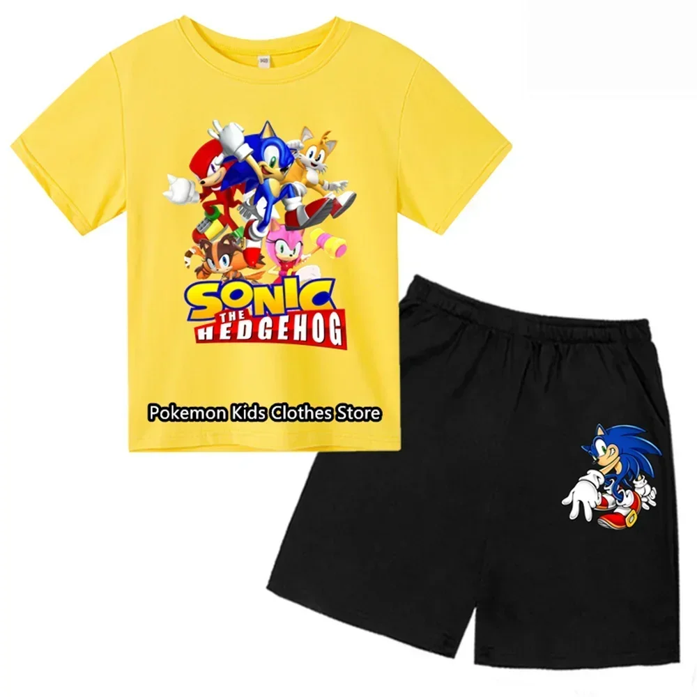 Child Super Marios T-shirt Boy Cartoon Tops Tees Children's Clothing Baby Boys Short-sleeved shorts suit Kids Girl Clothes