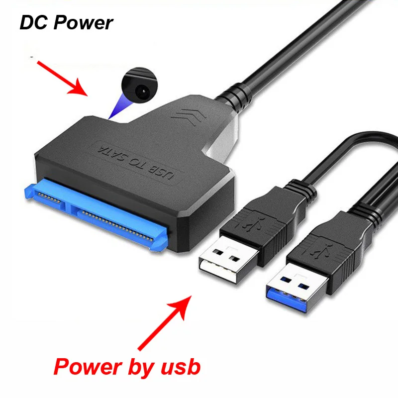 USB 3.0 TYPE-C 3.1 TO SATA Adapter 6 Gbps 2.0 2.5 External HDD SSD Hard Drive 7+15/22 Pin III Cable For PC Phone Laptop+Dc Power