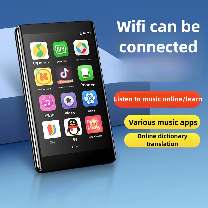 بلوتوث أندرويد 9.0 واي فاي 4.0 بوصة مشغل Mp4 شاشة تعمل باللمس راديو FM موسيقى فيديو Hifi ضياع مشغل Mp3 المتكلم مسجل صوتي