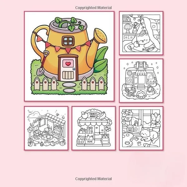 "Warm Scenes" coloring book, cute home design, suitable for adults to relax, girls to have creative moments, Christmas gifts