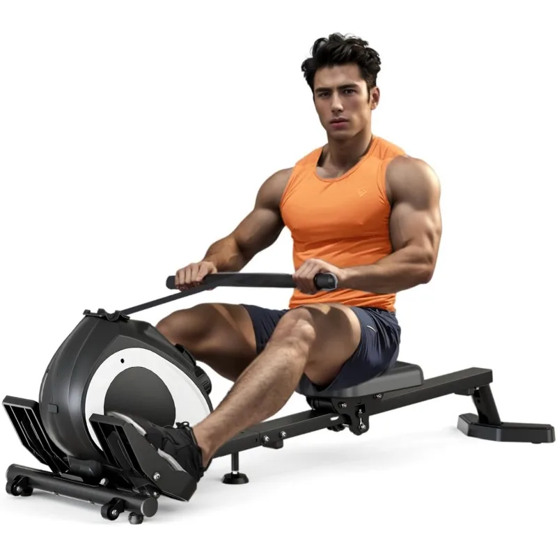 Magnetic Rowing Machine for Home Adjustable 8-Speed Booster Burn Fat & Sculpt Muscles Supports Up