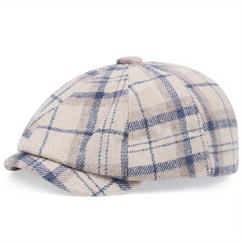 Adults Retro Tweed Dad Hat Plaid Newsboy Caps Men Octagonal Hats British Painters Hats Herringbone Flat Hip Hop Berets gorras 5
