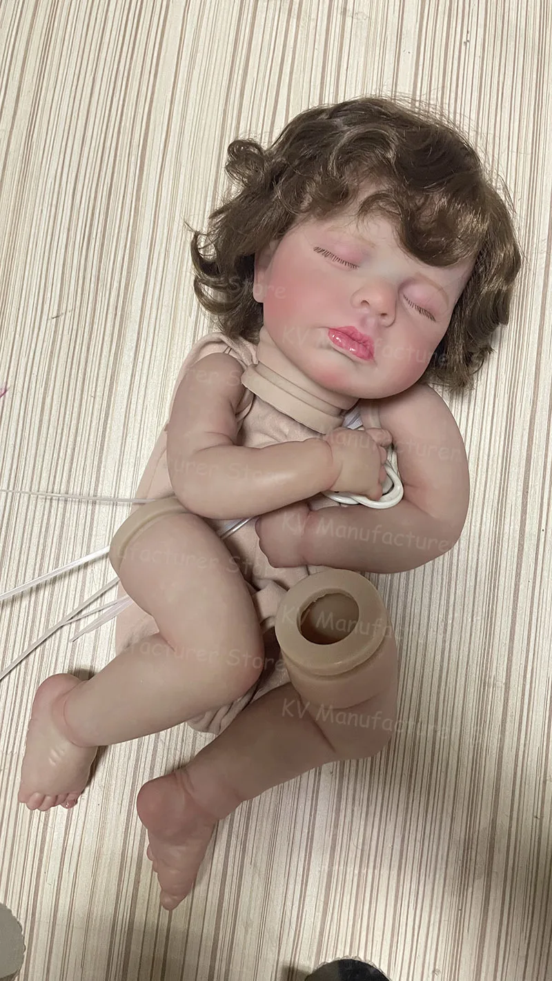 20Inch Unfinished Already Painted Reborn Kit Loulou with Rooted Hair Lifelike 3D Skin Venis Soft Touch DIY Doll Parts