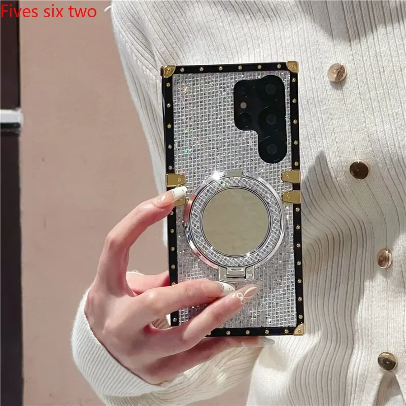 

Роскошный блестящий зеркальный держатель для макияжа, женский блестящий чехол для телефона для Xiaomi Redmi 13C 12C 10C 10A 9A 9C Note 13 Pro 12 11 11S X3 Cover