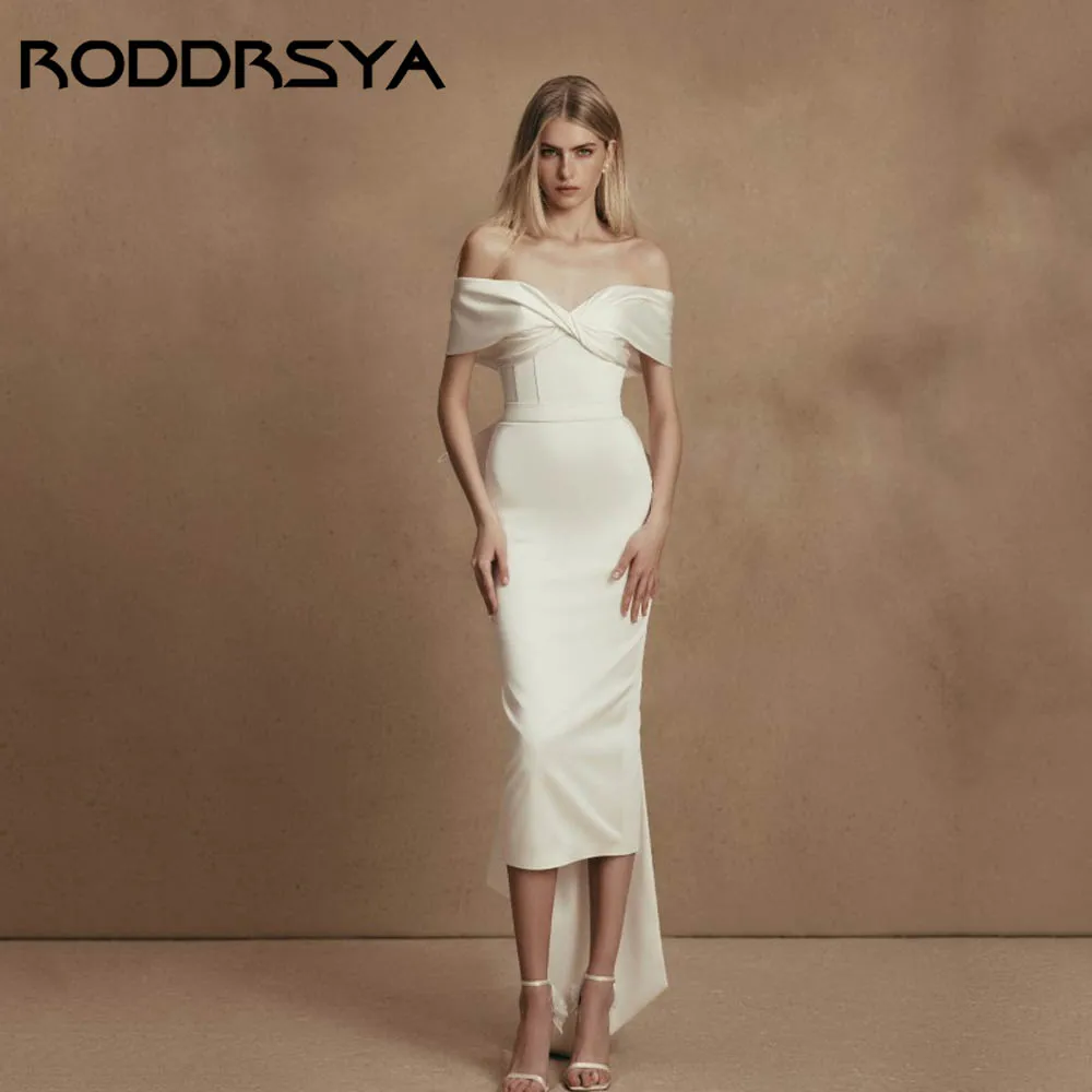 

RODDRSYA Mermaid Sweetheart Bridal Party Gowns With Bow Off Shoulder Simple Wedding Dress Backless vestidos de novia Customized