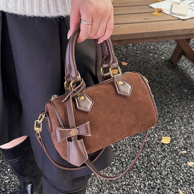 

Autumn Winter Retro Women's Handbag Chic Tassel Single Shoulder Crossbody Bags French Texture Faux Suede Small Handbags