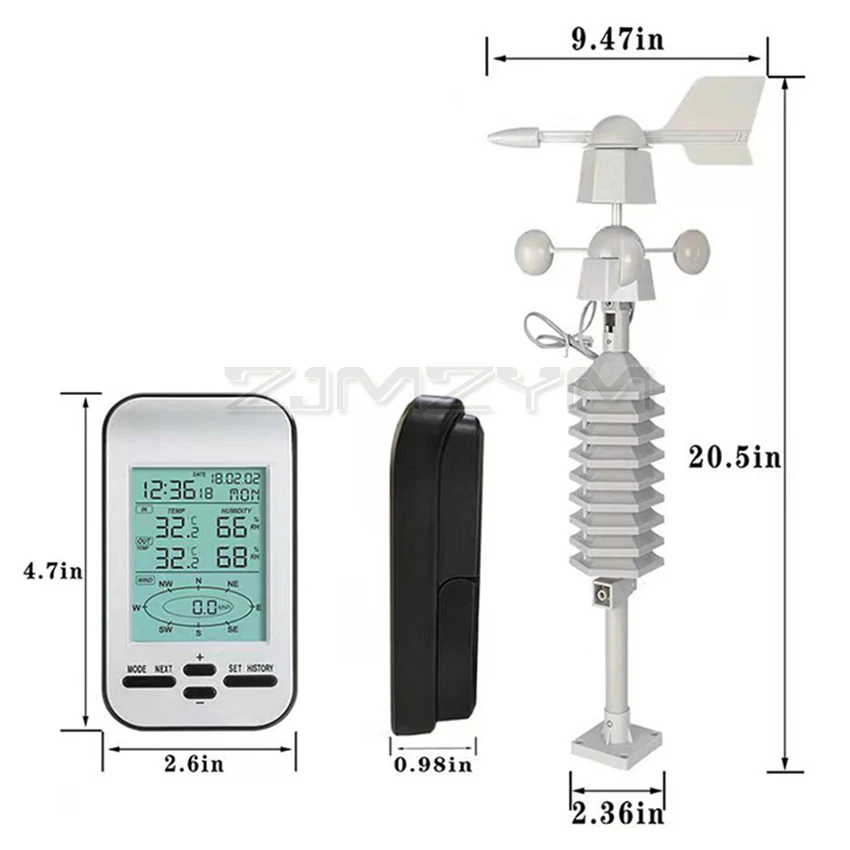 Professional Wireless Weather Station Anemometer Out Wind Speed Direction Sensor Digital Wind Chill Temperature Humidity Meter