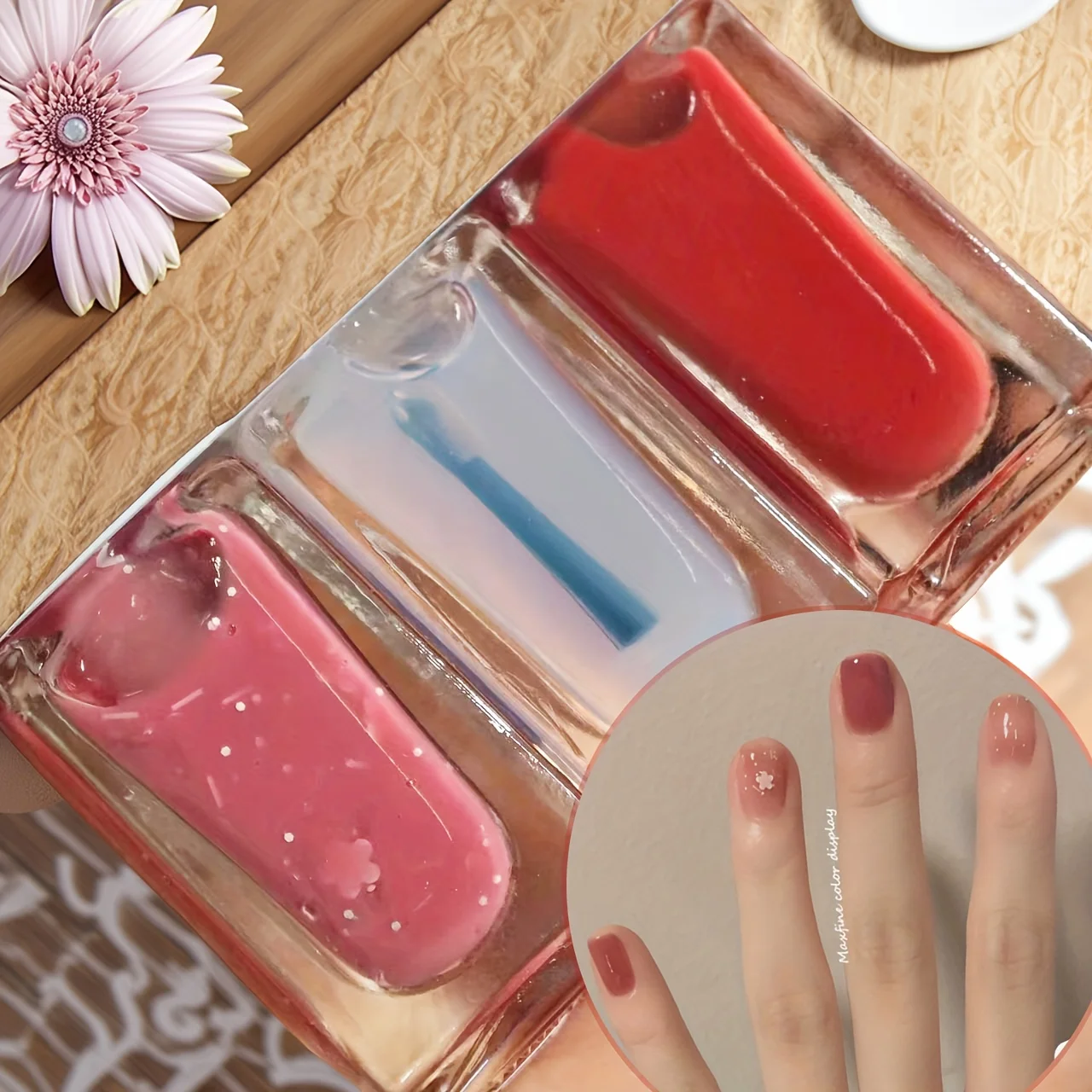 v06 Maxfine Nail Polish Set 3 Bottles Quick Dry Long-lasting Tearable Water-based No Need for UV Lamp Instant Brighten Nails