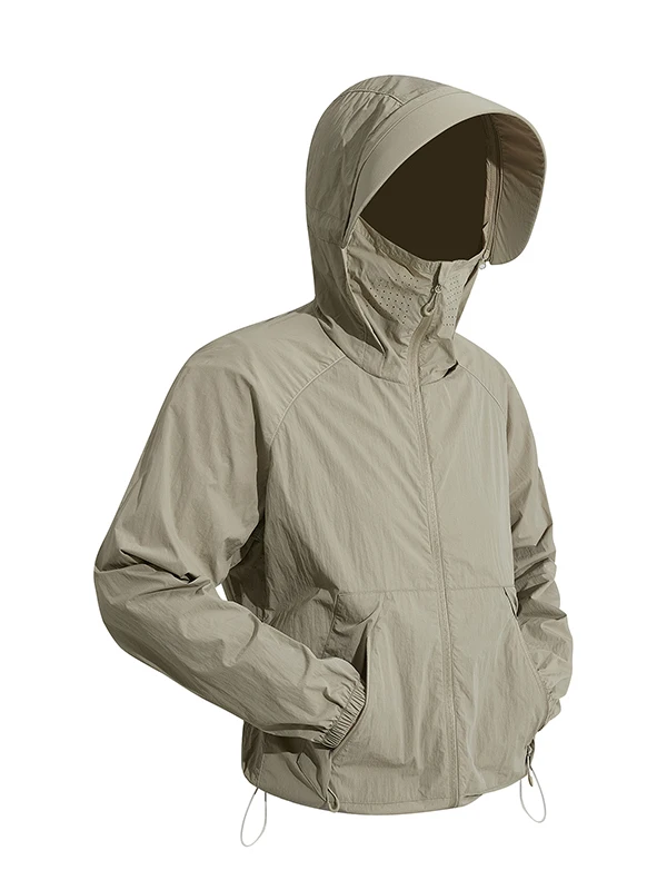 

Ice Silk Men's Summer Lightweight Breathable Outdoor Fishing Sweater Sun Protection Fashionable Casual Hooded Zipper Jacket