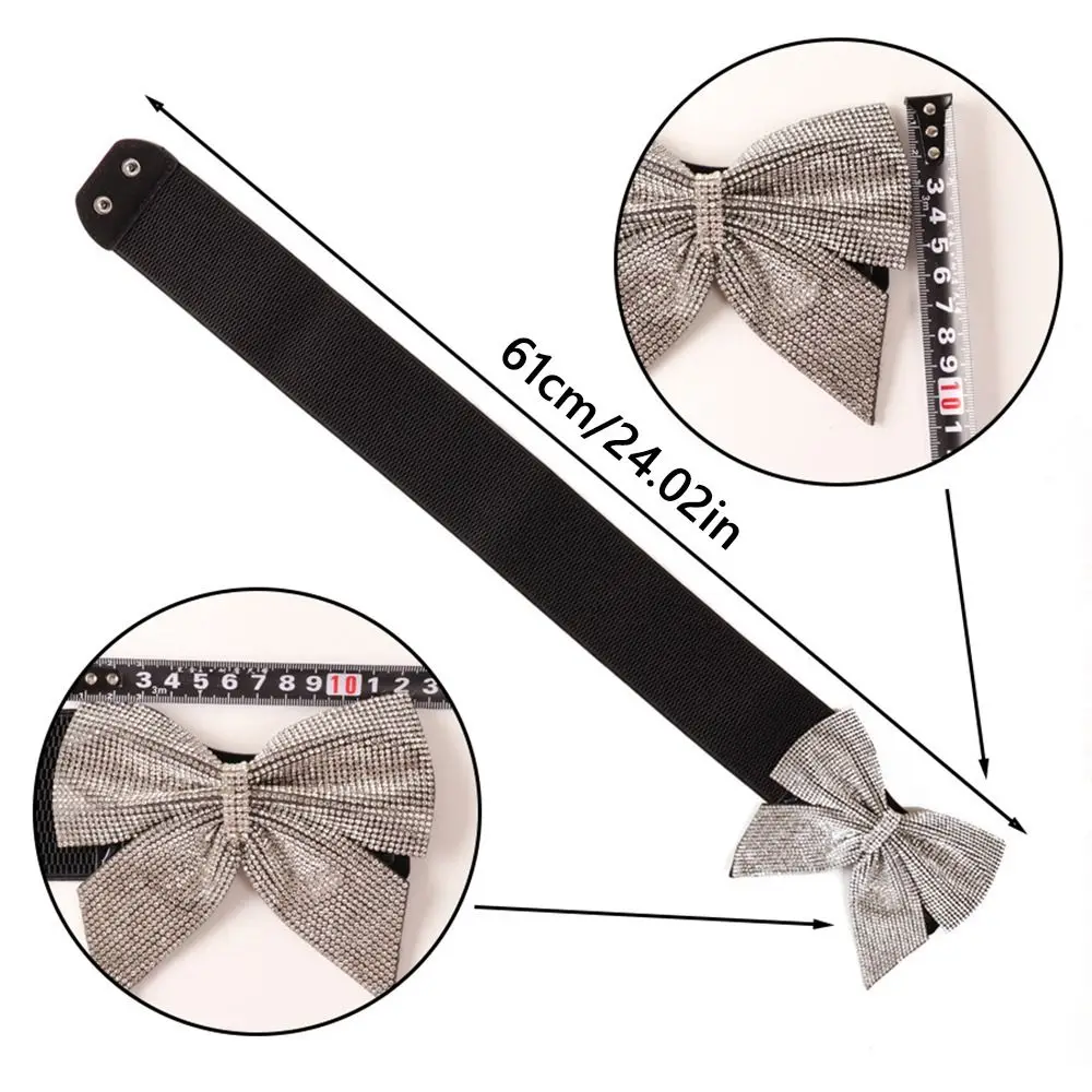 Винтажный широкий пояс с бантом, эластичный блестящий женский платье, ремни со стразами, женское платье, пояса для юбки, платья, пальто