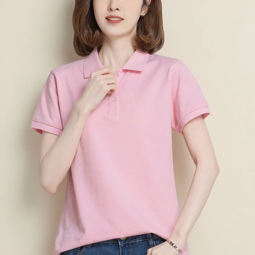 Letnia koszulka polo damska w stylu koreańskim Cool Ice Silk Koszula z krótkim rękawem Oddychająca, szybkoschnąca koszulka golfowa Pullover Tee Tops