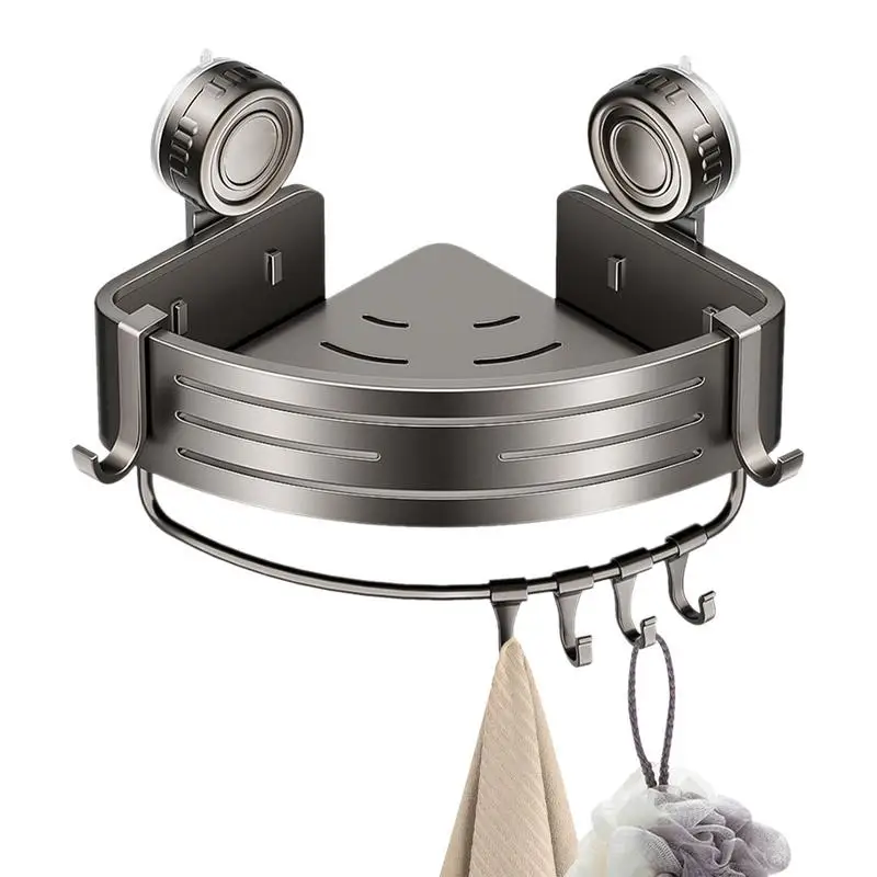 

Corner Bathroom Shelf Suction Cup Wall Mounted Storage Basket Removable Storage Rack No-Drill Shower Holder For Shampoo Skin