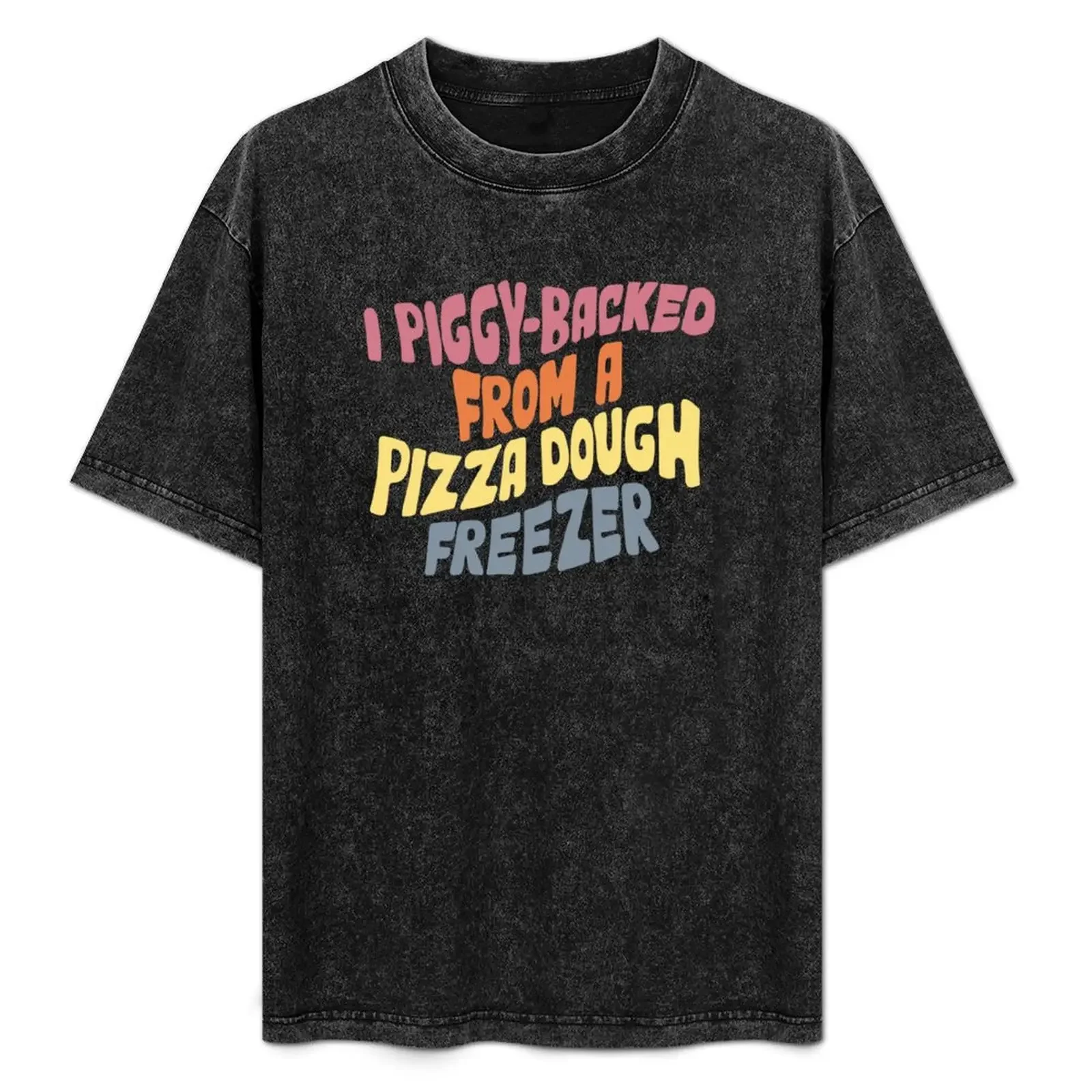 Camiseta con respaldo de porkybacked de un congelador de masa de pizza, ropa kawaii, camisas de aflicción, camiseta divertida, camiseta de aduana para hombres
