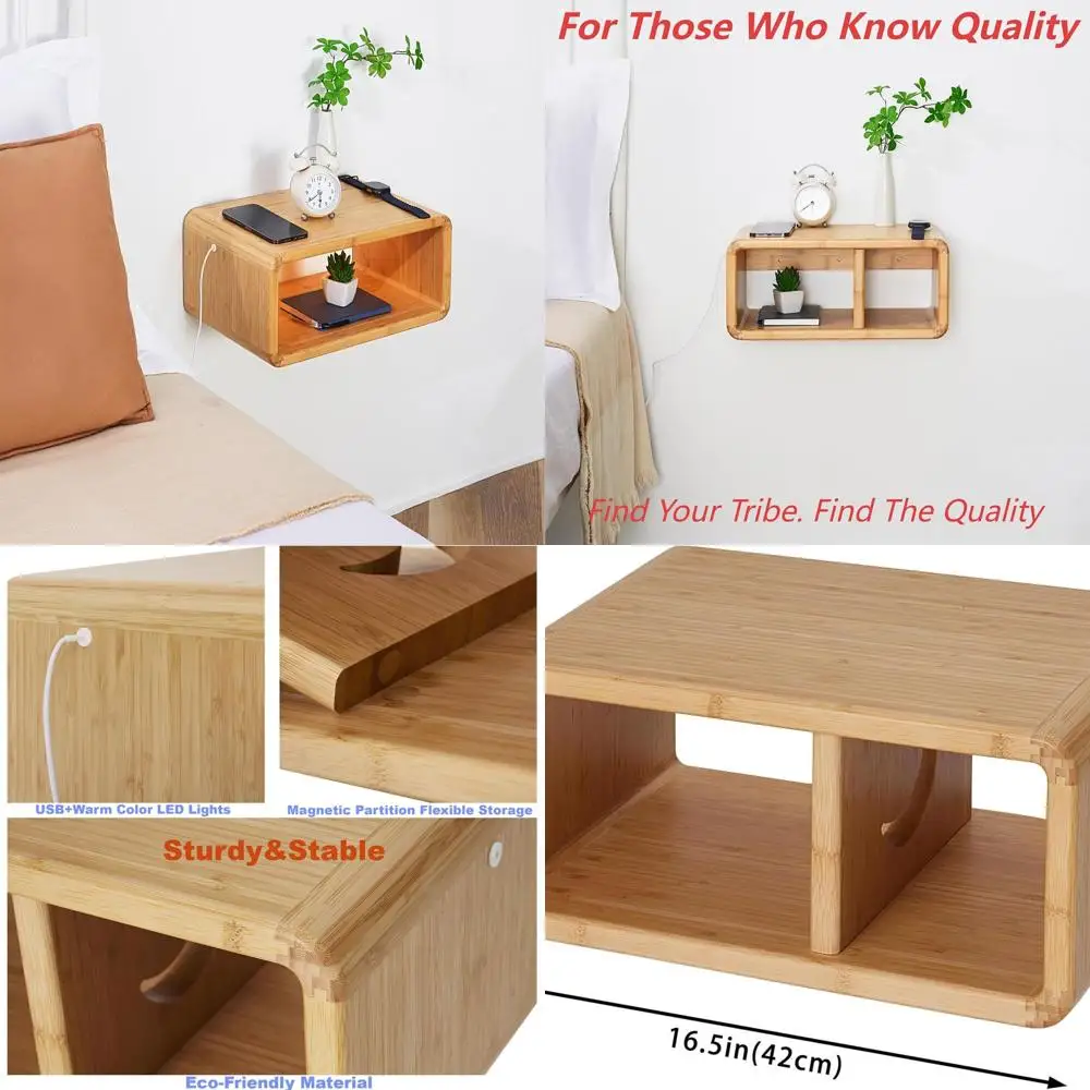 

Светодиодная тумбочка для фермерского дома из массива дерева с магнитным хранилищем, современная прикроватная тумбочка для спальни