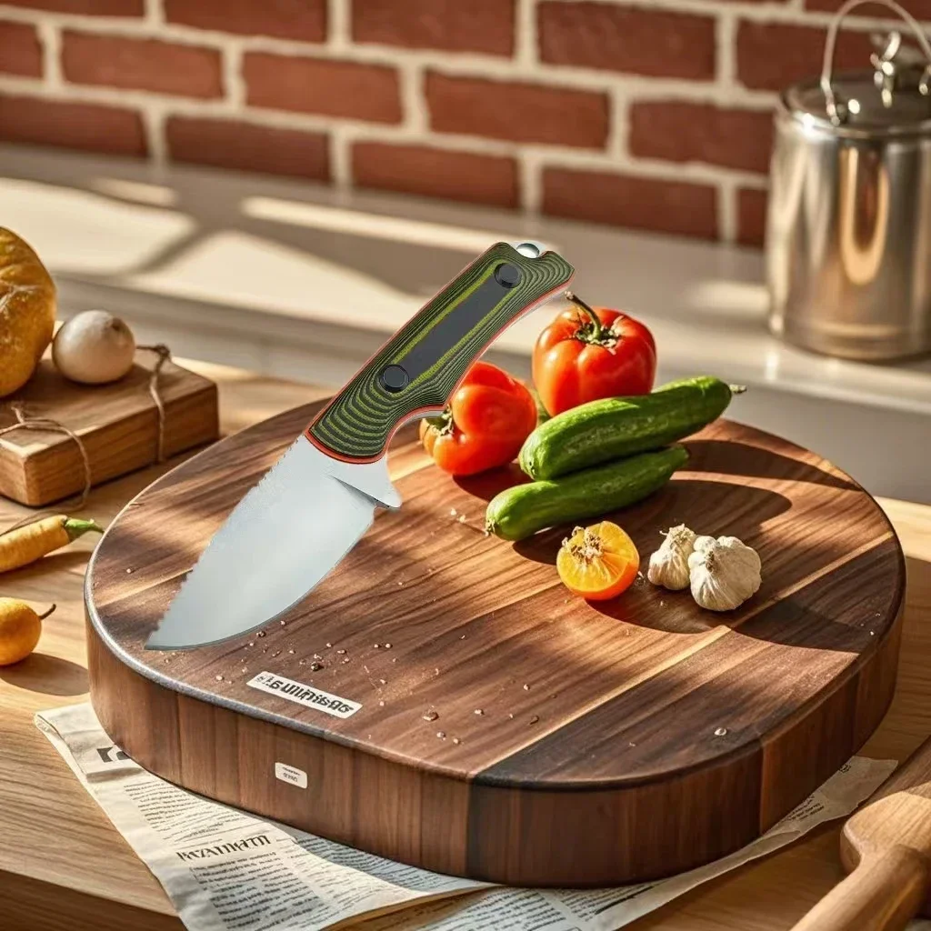 

Utility Kitchen Fixed Blade Knife with Sheath 8Cr13 Steel Two-color G10 Handle Boning Fruit Knife Household EDC Multi-tools