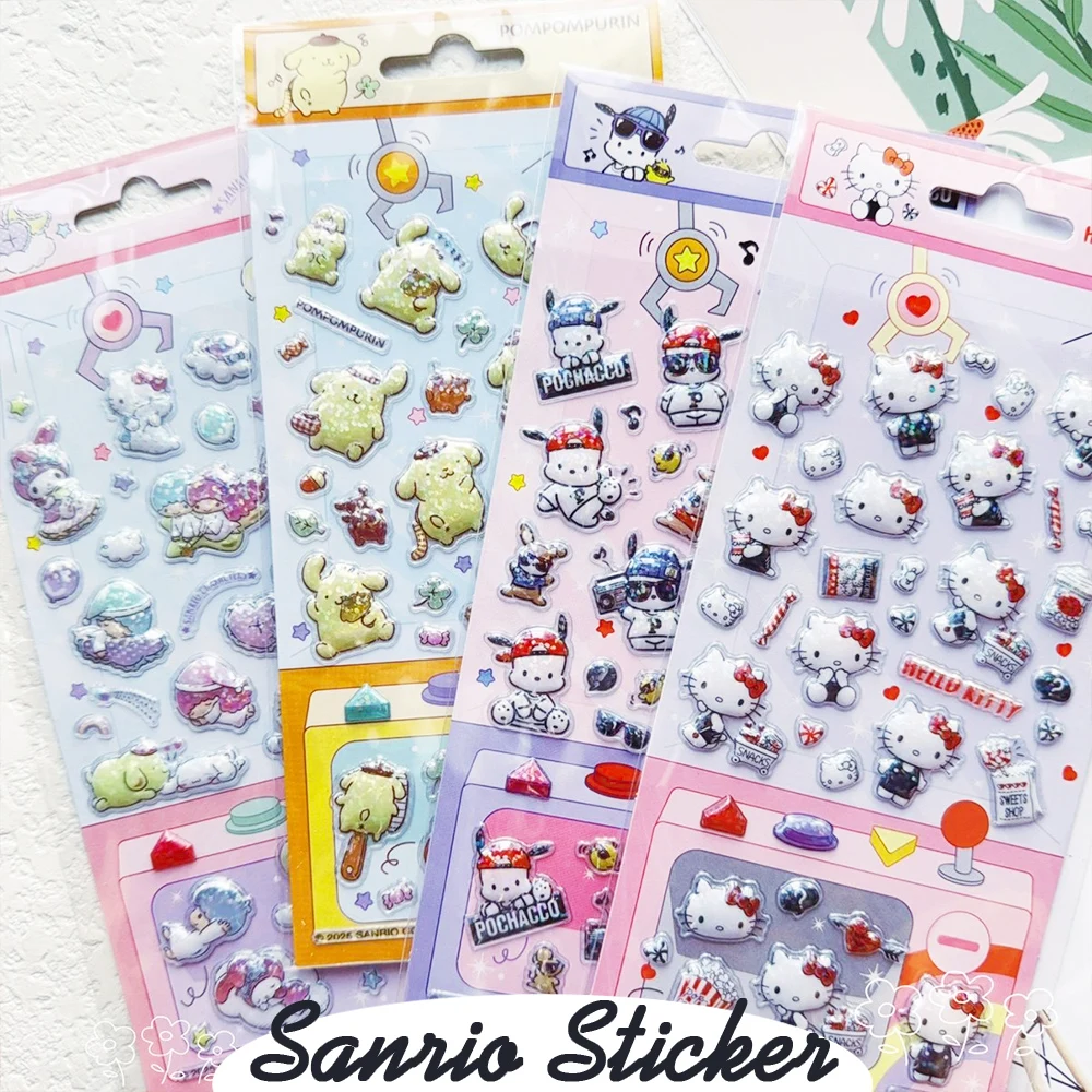 정품 산리오 스티커 헬로 키티 멜로디 만화 데칼 장난감 문구 기타 전화 자전거 노트북 수하물 자동차 소녀 선물
