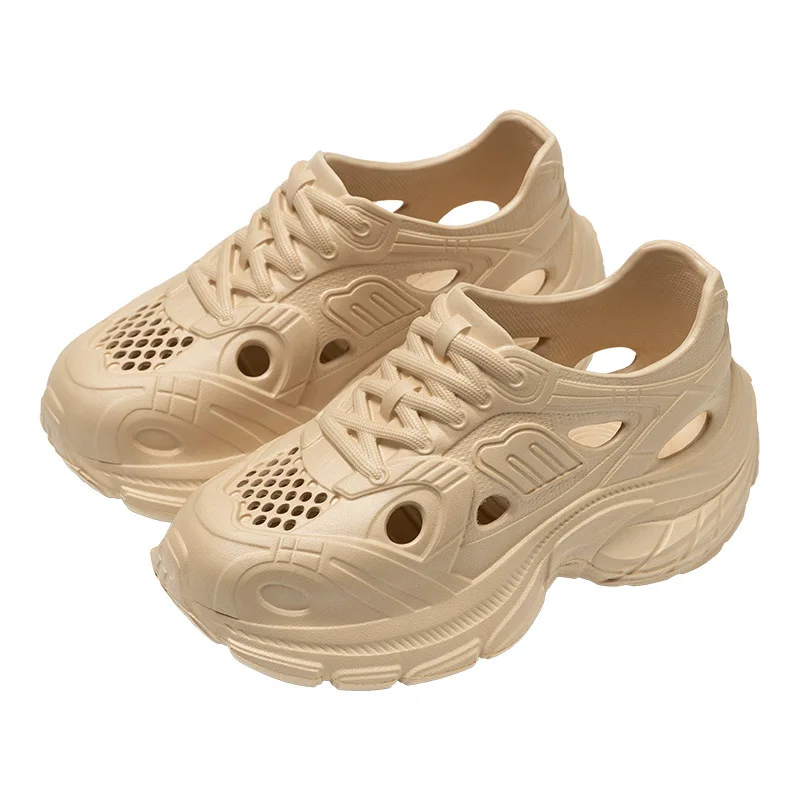 Weiche EVA-Sommersandalen für Damen, runde Zehen, flache Home-Slides, trockene Keile, Plateau-Strandsandalen mit dickem Boden für den Gartengebrauch