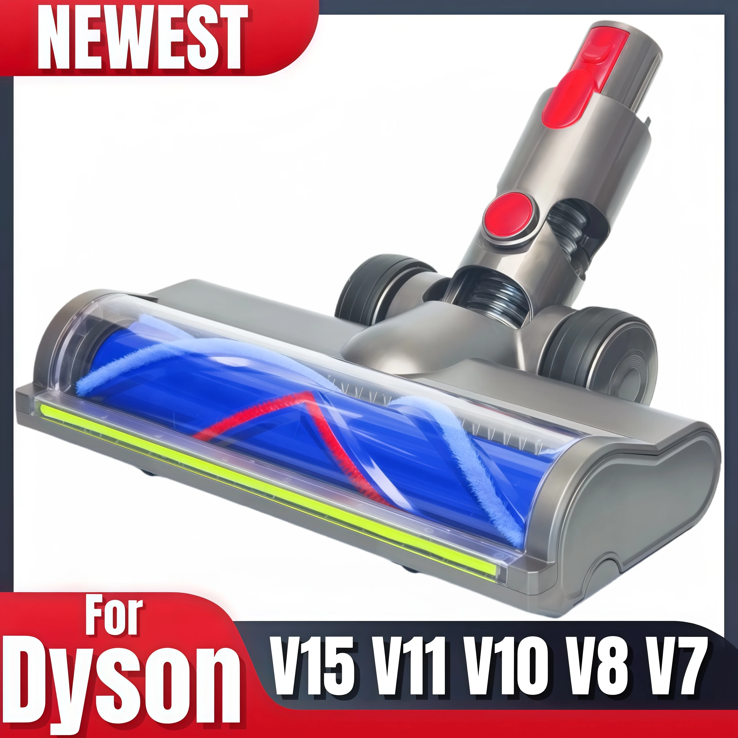 Brush Head For Dyson V7 V8 V10 V11 V15 LED Dust Detection Floor Head Replacement Vacuum Attachment For Hard Floors