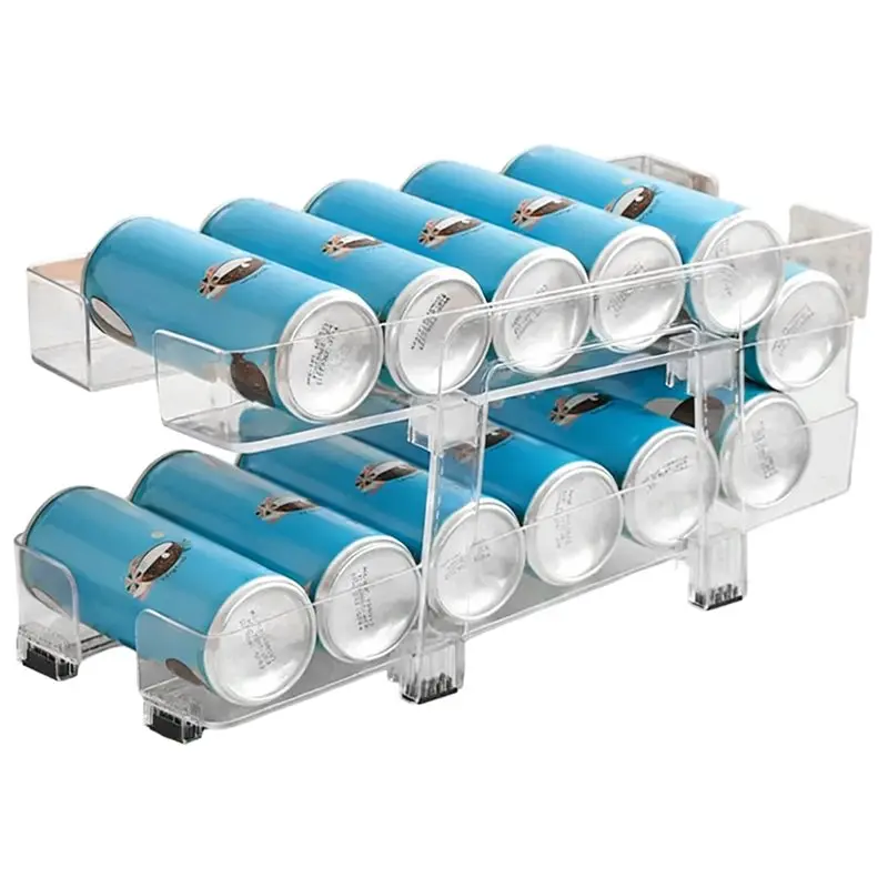 【ELECTRONIC-ACCESSORIES】Beverage Storage Box 1PC Double-Layer Stretchable Transparent Can Stacking Storage Rack Suitable For Hom