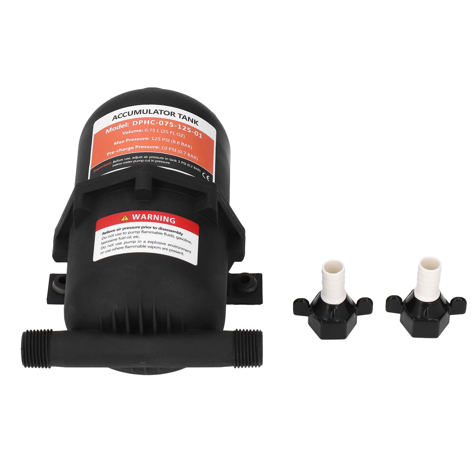 Tanque acumulador presurizado de 0,75l y 125PSI, recipiente de almacenamiento de presión, retención de agua bajo presión, bomba de agua, Control de flujo Inter
