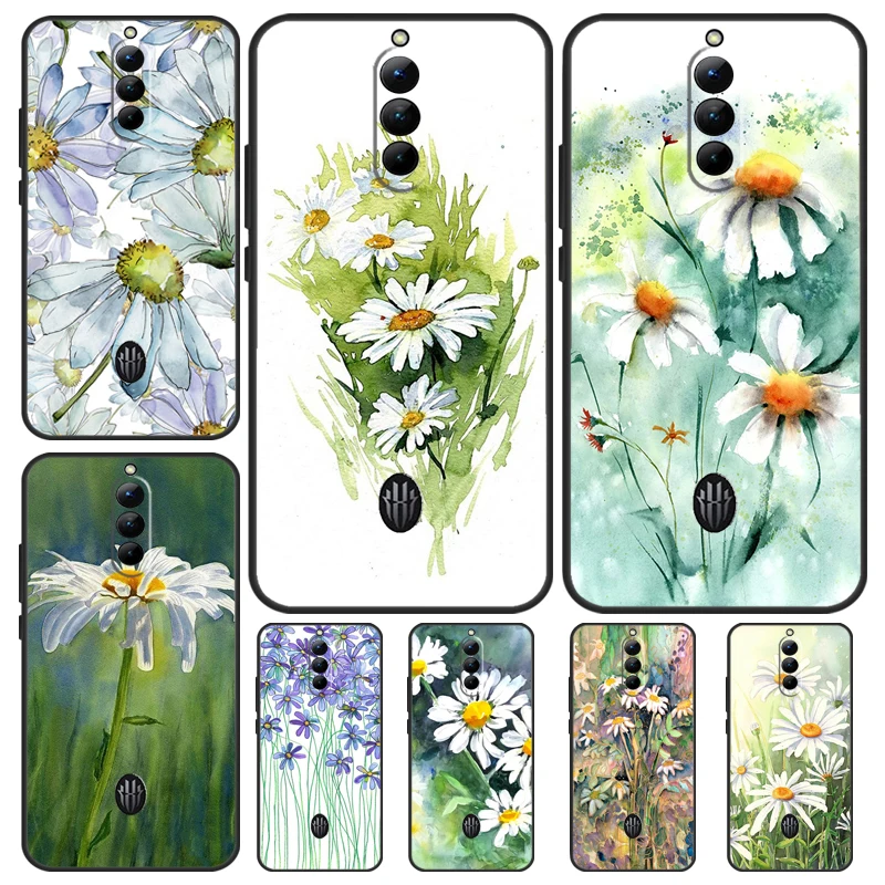 Daisy Watercolor Phone Case For Nubia Red Magic 8 8S Pro Plus 6S 7S 6 7 Pro 6R 5G 5S Back Cover Shell