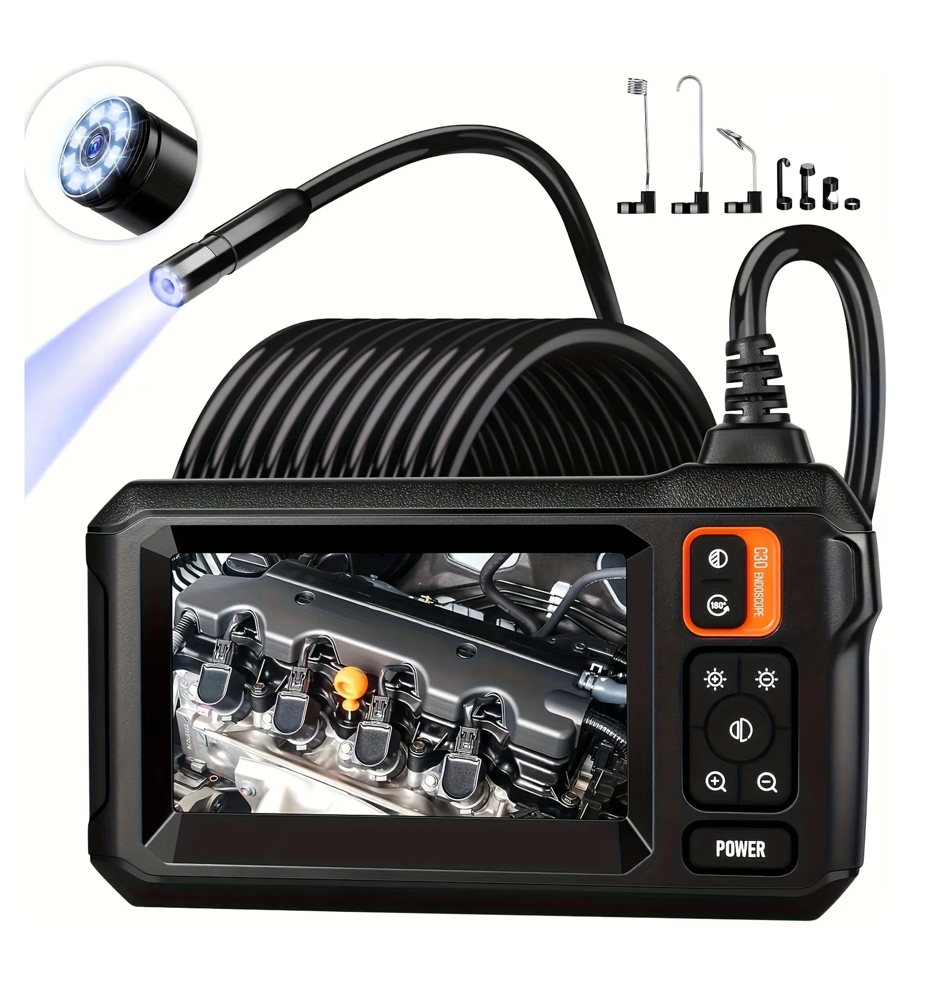 

Endoscope Lens with Light Camera, 4.3 Inch Snake Camera Endoscope Camera Endoscope 800P HD Inspection Camera, Men's Gadgets