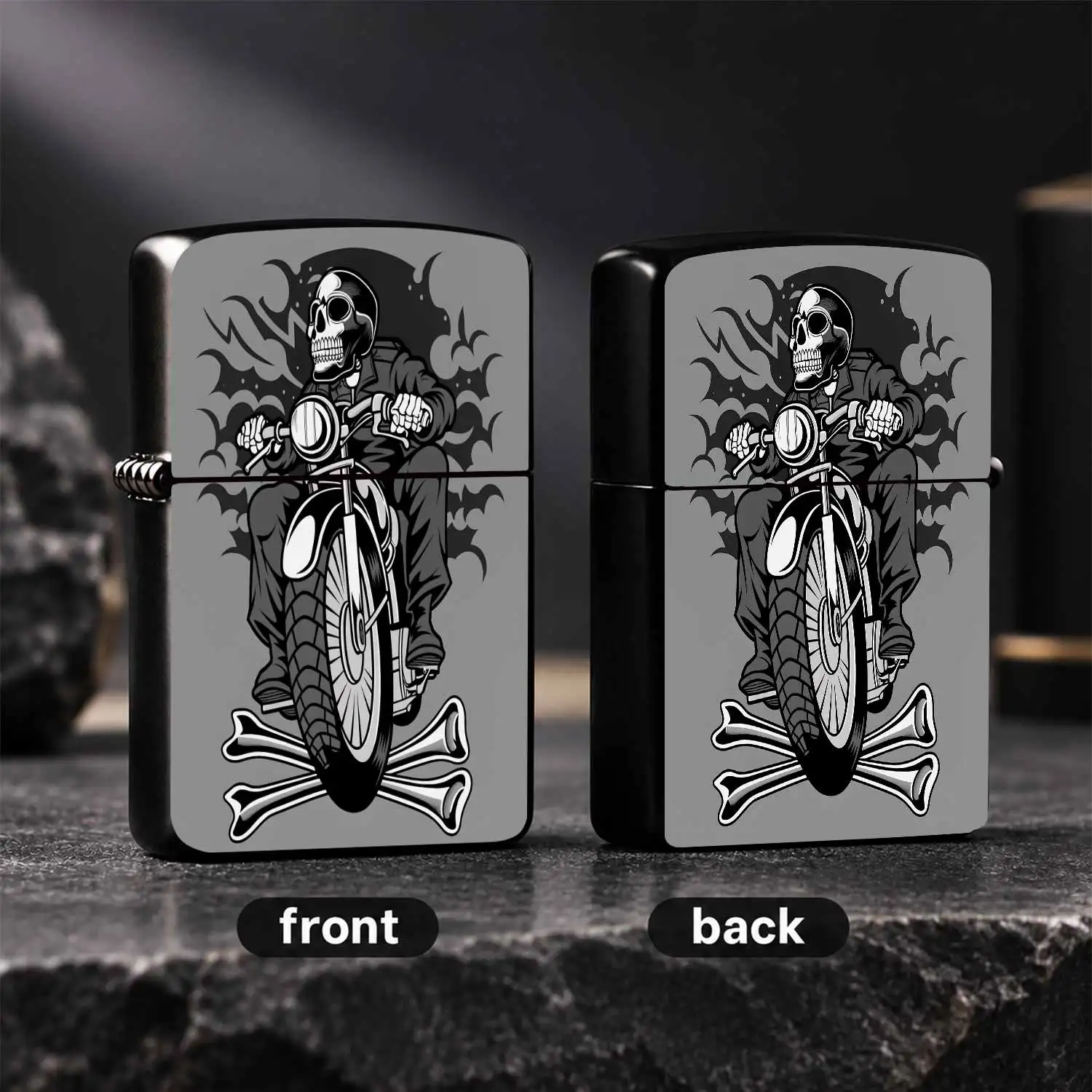 Vintage Skeleton Biker Themed Portable Lighter, Cool Stylish Street Style Accessory, Perfect For Daily Outdoor Use, Ideal Unique Gift For Motorcycle Culture Enthusiasts, Fits All Scenarios For Daily Carry And Collection A Humorous And Inter