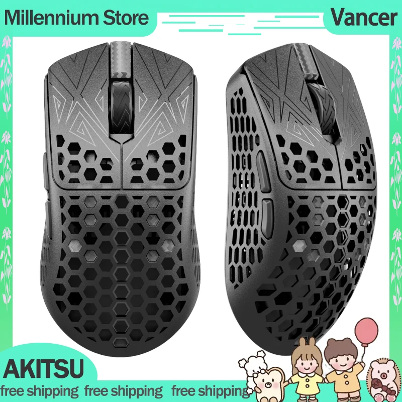 New Vancer AKITSU Carbon Fiber Mouse PAW3395 2Mode 2.4G Wireless Gamer Mouse Low Delay Gaming Mouse Pc Gamer Accessories Gifts