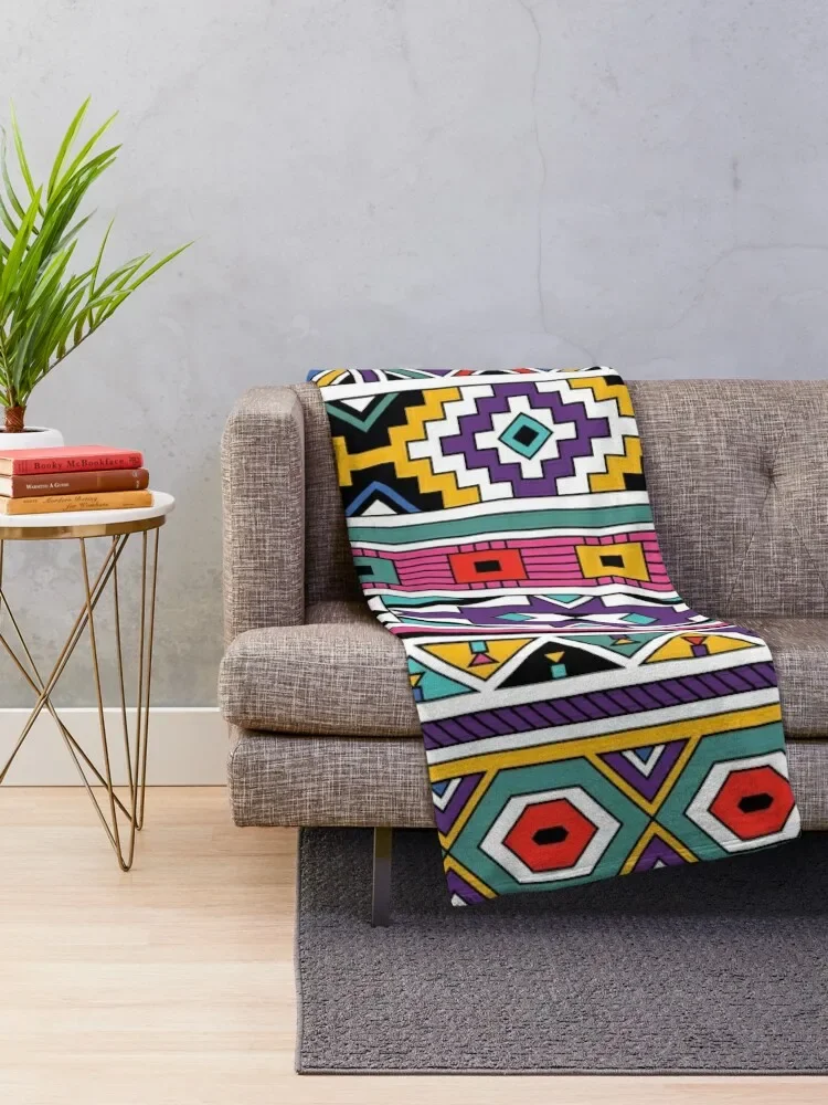 Ndebele Fashion Tribal Pattern | African Style Geometry Art Throw Blanket Sofas manga Designers Blankets