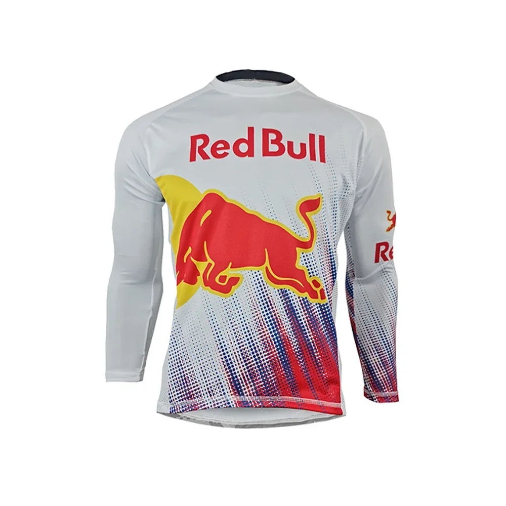 Camiseta de manga larga para hombre, camiseta transpirable de secado rápido con estampado 3D de Red Bull Racing para entusiastas de la motocicleta