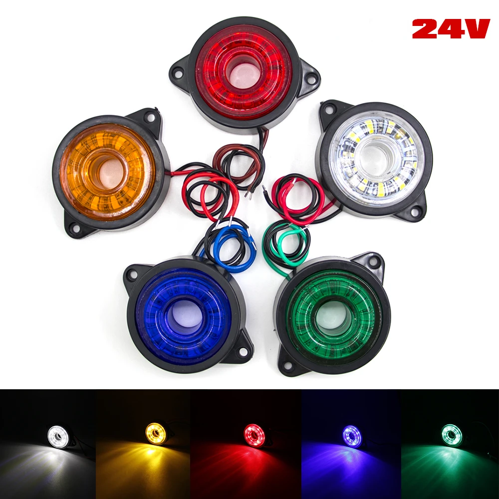 24V 10 LED Car Round Side Warning Marker Signal Tail Light Clearance Indicator Lamp Truck Trailer Bus Lorry Caravan