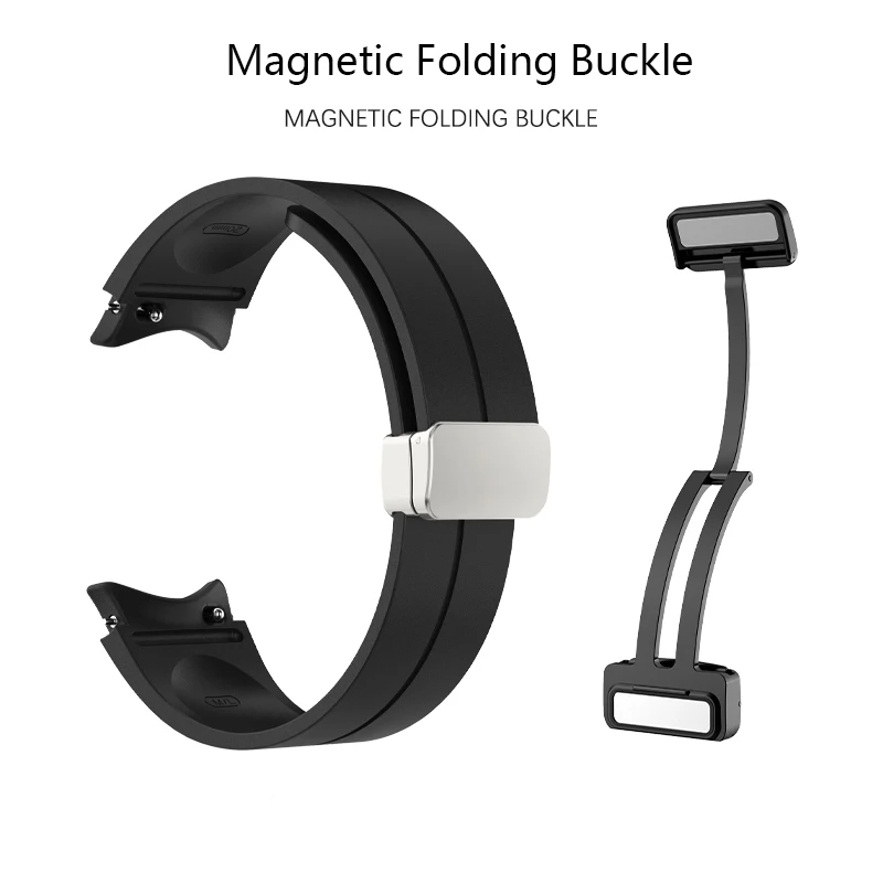 Originele Siliconen Band Voor Samsung Horloge 5/4 44Mm 40Mm Horloge 5 Pro 45Mm Magnetische Gesp Band Voor galaxy Horloge 4 Klassieke 42 46Mm