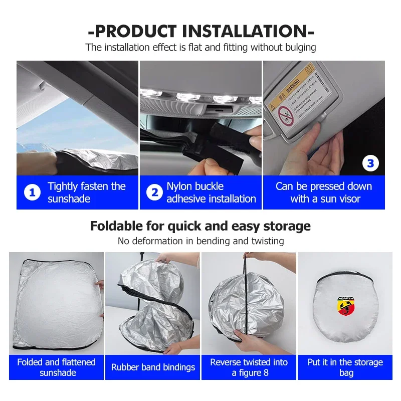 Car Windshield Sun Shade Cover Suitable for Abarth 500 595 695 124 Spider Front Window Protector Parasol Accessory view 2