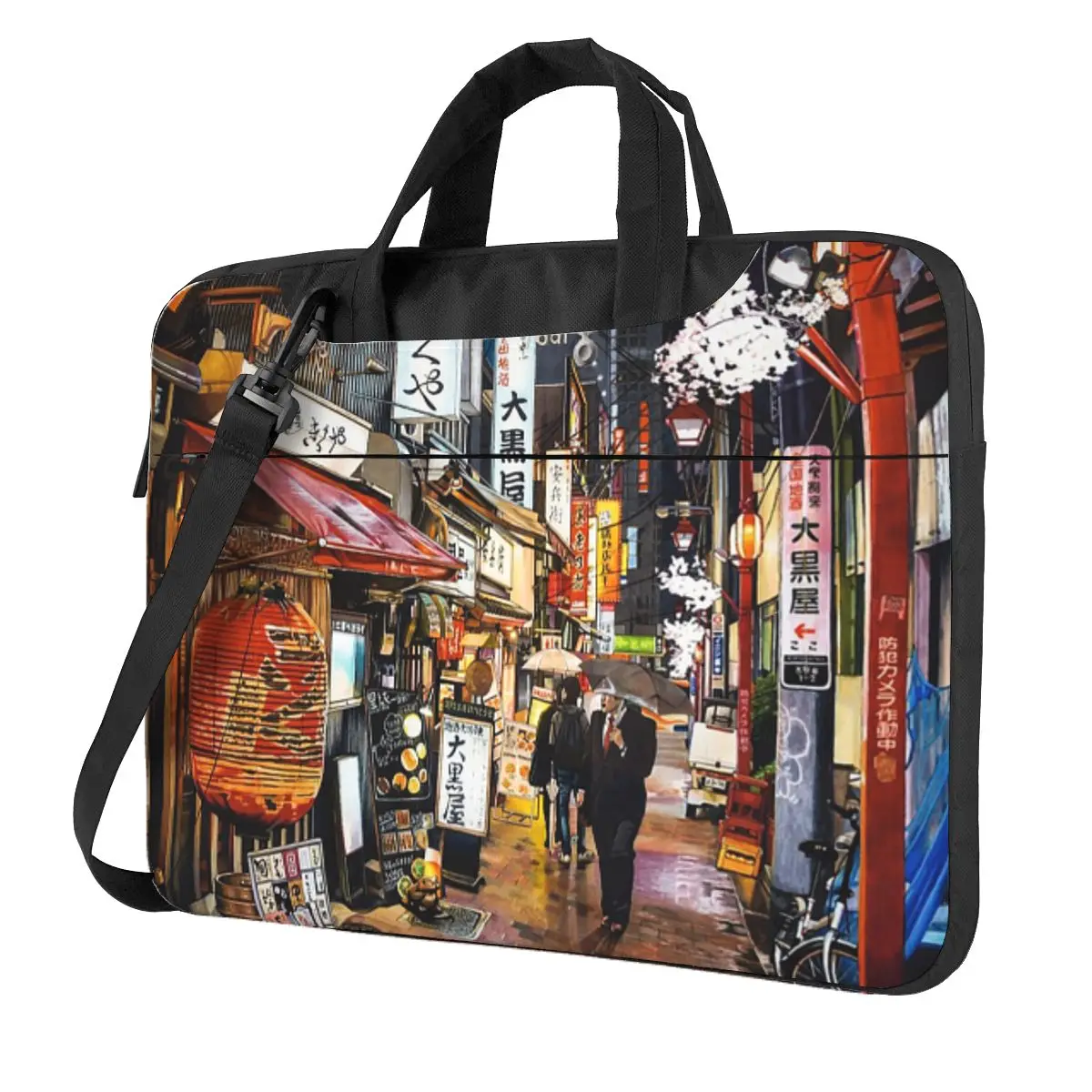 

Tokyo In The Rain Crossbody Laptop Bag Case Computer Bag Resistant Protective Notebook Pouch for Macbook Pro Lenovo
