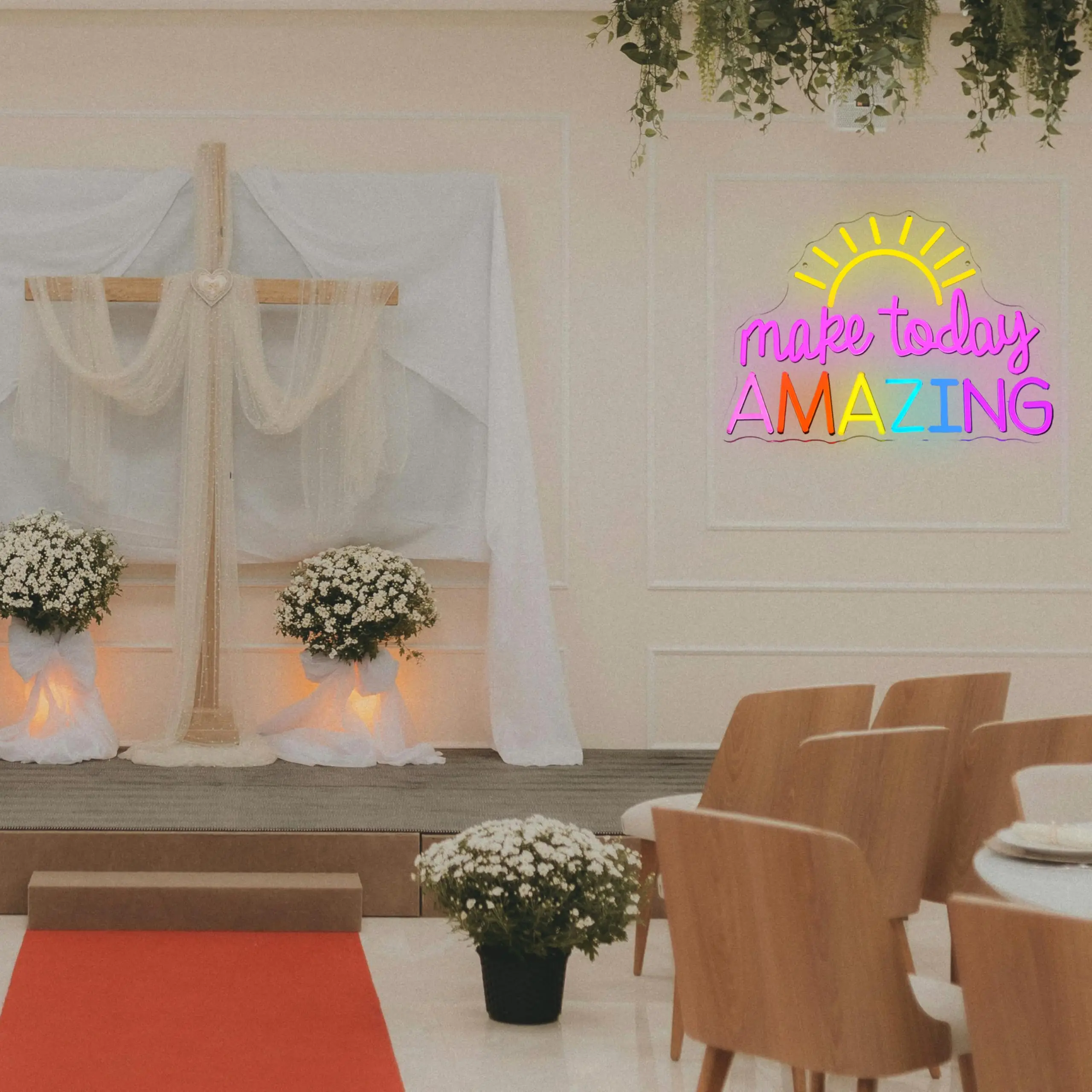 Make Today Amazing Neon Sign Yellow LED Dimmable USB Wall Light for Bedroom Cafe Wall Decor, Motivational Ambient Lighting Gift