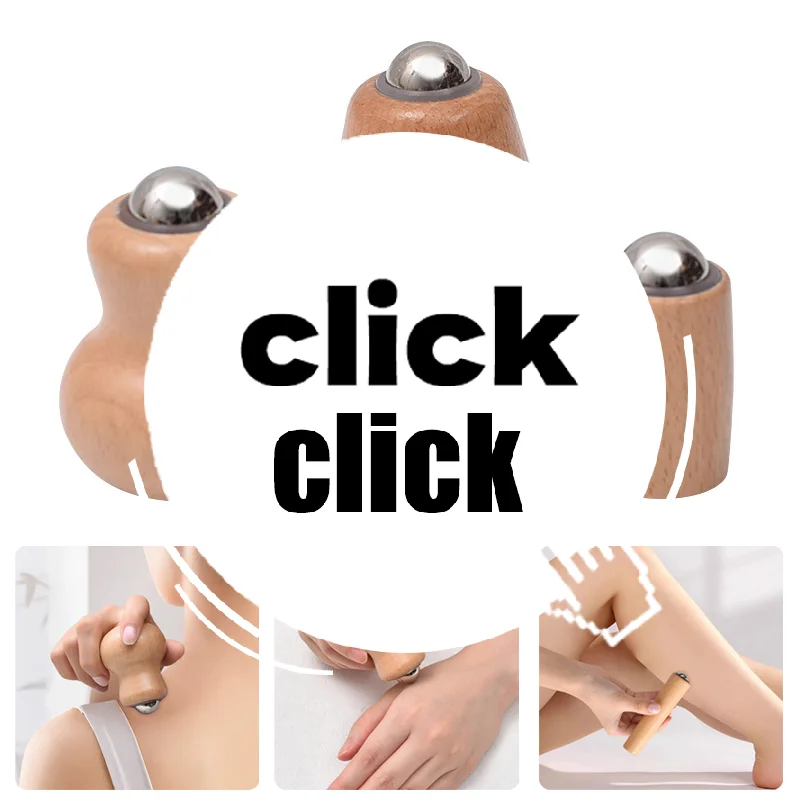 

Wooden Facial Massage Roller Iron Ball Massage Tools Mini Hand-Held Facial Massager Skin Care Tools Easy To Clean And Use