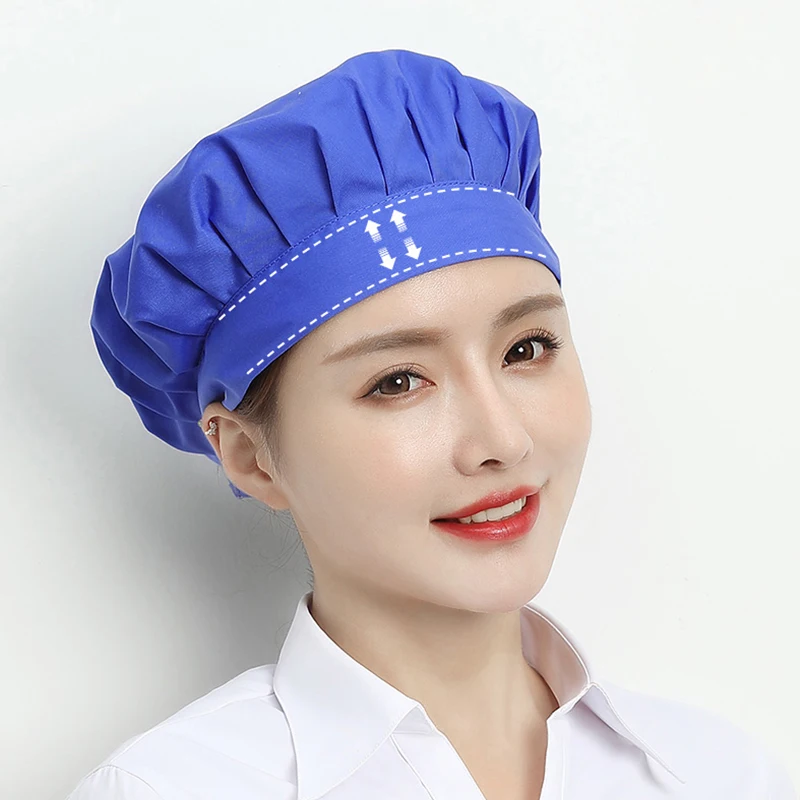 Food Factory Breathable Work Hat Workshop Worker Hat Adjustable Dust Caps Hotel Women Chef's Cap Bakery Waiter Solid Color Hats